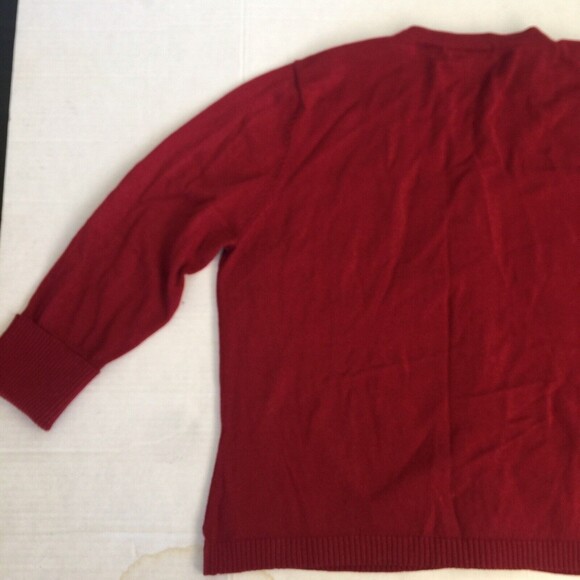 Apostrophe Cardigan Red 3/4 Sleeves Vintage Made in HK Acrylic Nylon Size Large - Picture 8 of 11